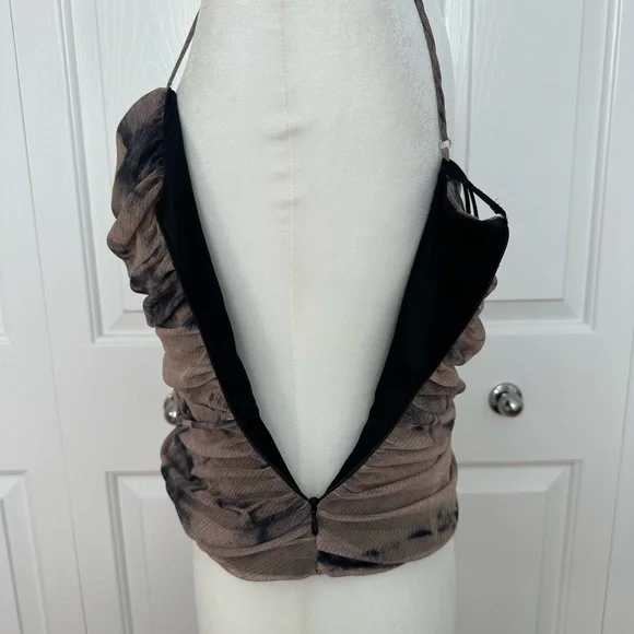 Zara Brown Ruched Crop Camisole - Picture 5 of 10